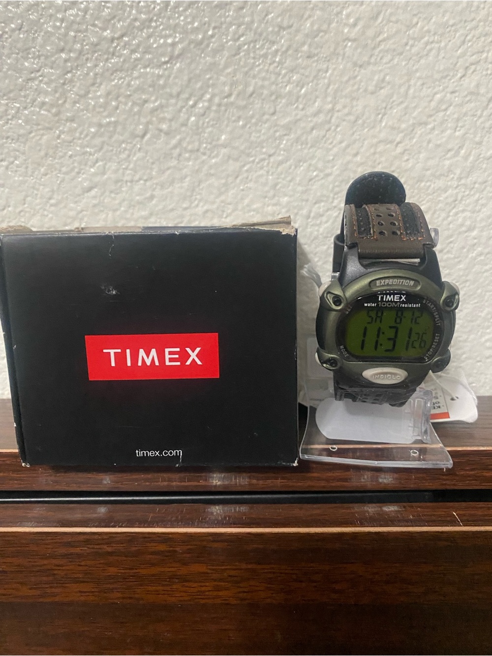 Timex Expedition Digital Watch Olive Green and Brown Strap